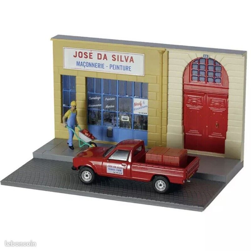 PEUGEOT 504 Dangel Pick-Up + diorama Le maçon José DA SILVA – Maçonnerie Peinture + 1 personnage et 1 brouette - échelle 1/43 - Neuf en Boite - collection VEHICULES UTILITAIRES avec DIORAMA N° 16 (image 7)