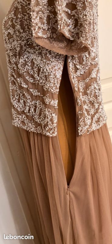 Robe de cérémonie longue Helline – NEUVE – Taille 40 – Beige Rose Poudré (image 7)