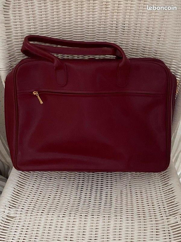 Sac à main cartable Lonchamp en cuir rouge bordeaux idéal travail/ cours- comme neuf (image 2)