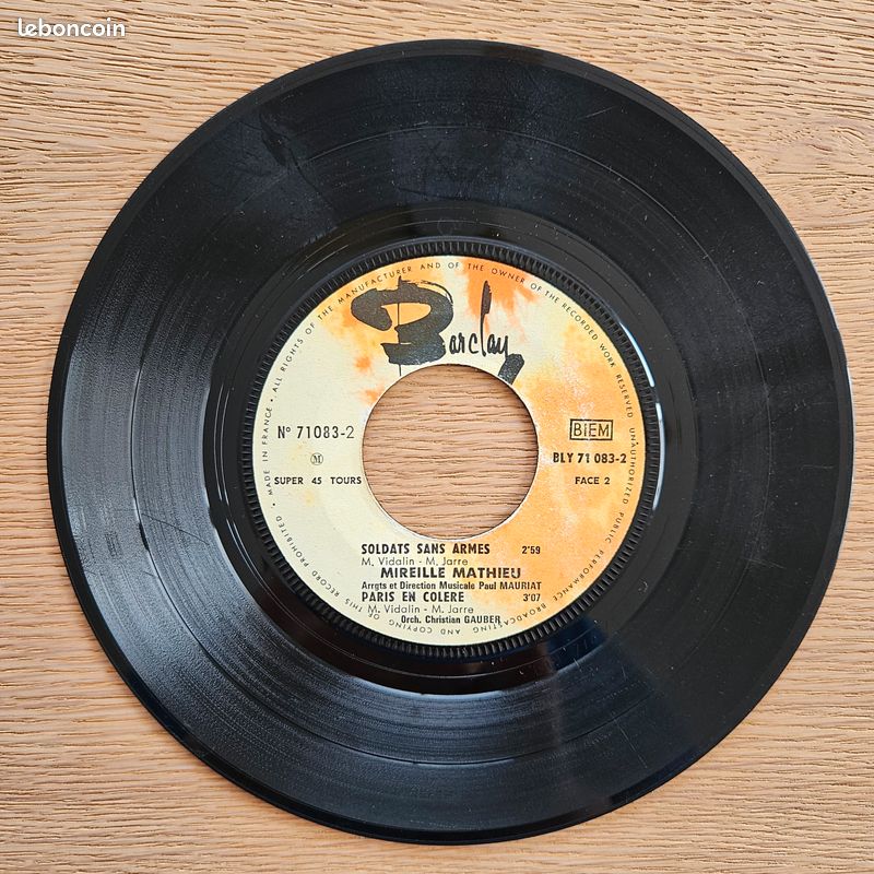 Lot 7 disques vinyle - 45 Tours - pour Juke-box : Christophe - Nicoletta - Richard Antony - Mireille Mathieu - Démis Roussos - Chantal Goya (image 8)