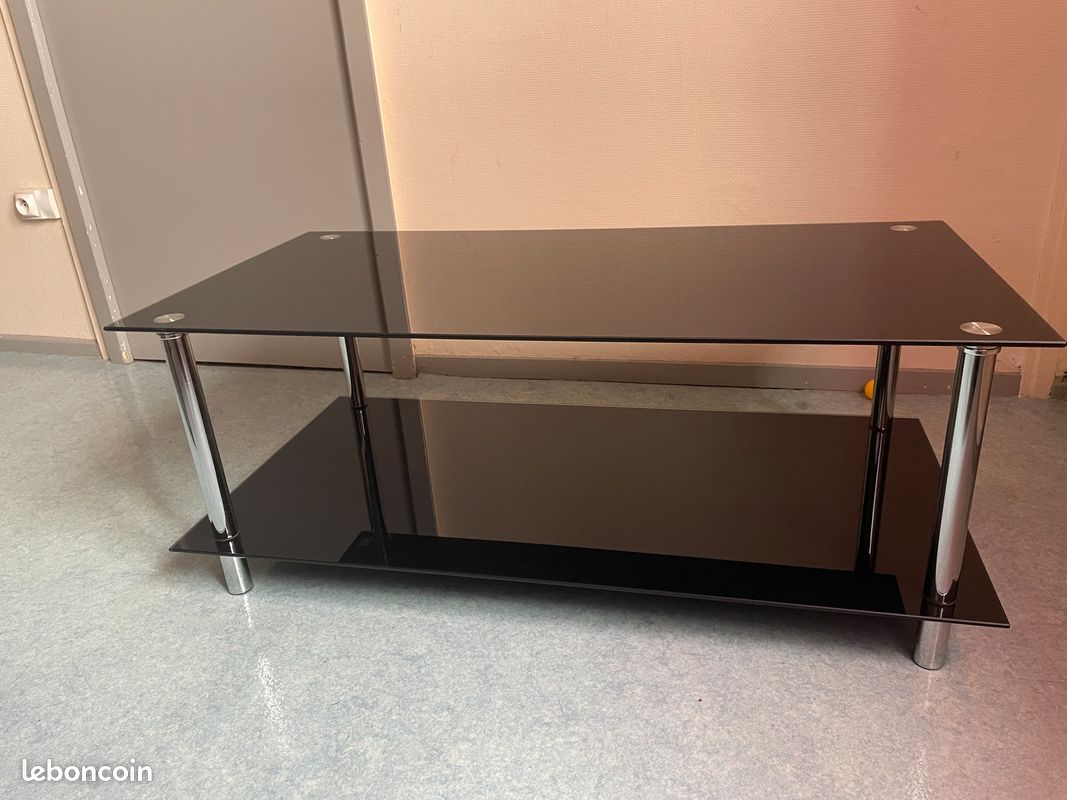 Meuble TV en verre noir (image 1)