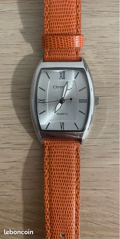 Montre Quartz Chronoxe avec bracelet Louis Pion orange (pile neuve) (image 3)