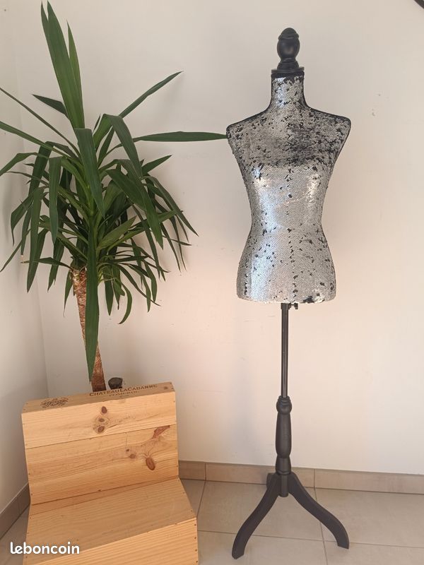Mannequin De Couture Féminin Buste Réglable Hauteur - Taille M Argenté Gris