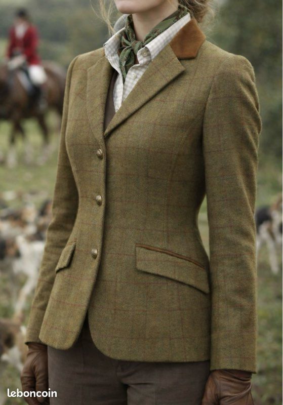 Veste de compétition/chasse femme Equetech marron tons tweed