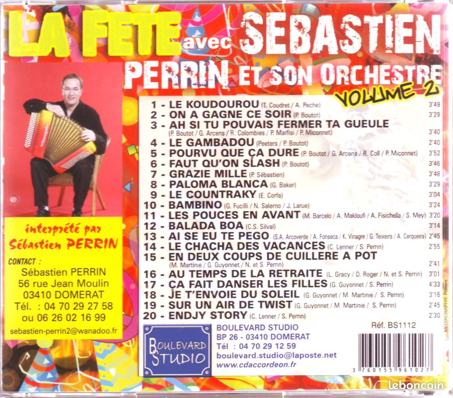 Sébastien Perrin, la fête vol 2 ( cd album neuf sous blister) (image 2)