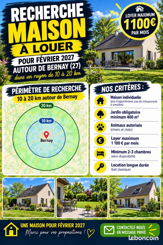 Maison 4 pièces 80 m² · à Bernay · 80 m² · 1 100 €/mois