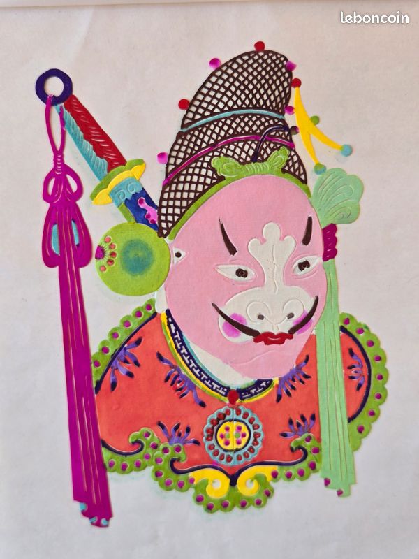 Lot de 6 papiers découpés chinois - masques de l’opéra de Pékin (image 3)