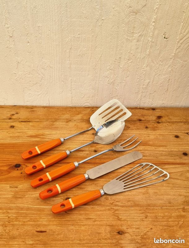 Ensemble de 3 ustensiles de cuisine orange vintage – Madame Chine