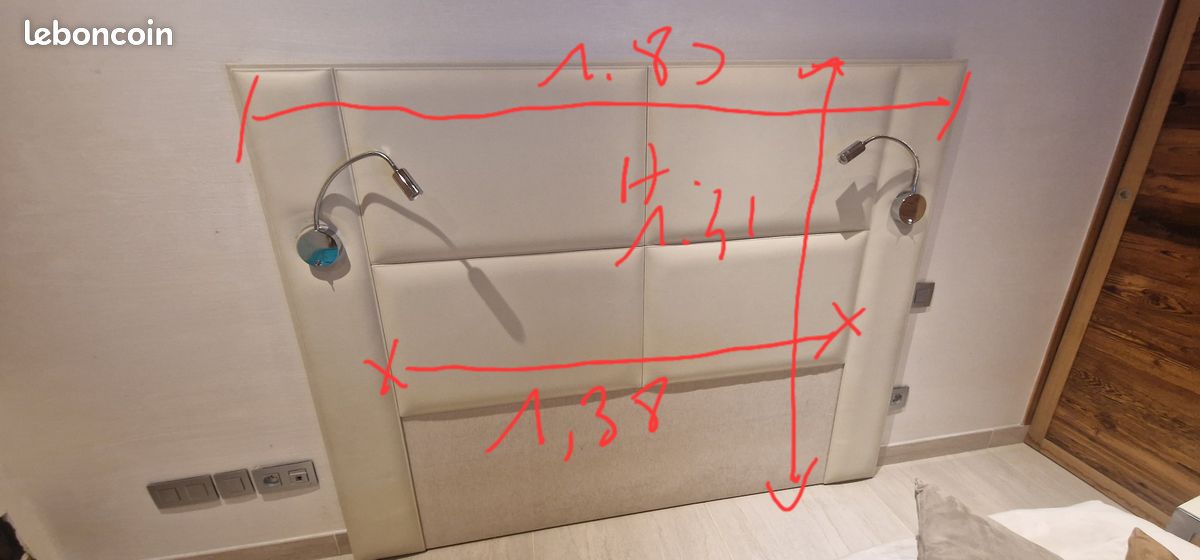 Tête de lit en cuir pour lit de 140 (image 1)