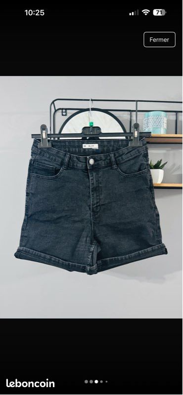 Short En Jean Noir Denim Co - Femme Taille 30 - Taille Haute - Occasion