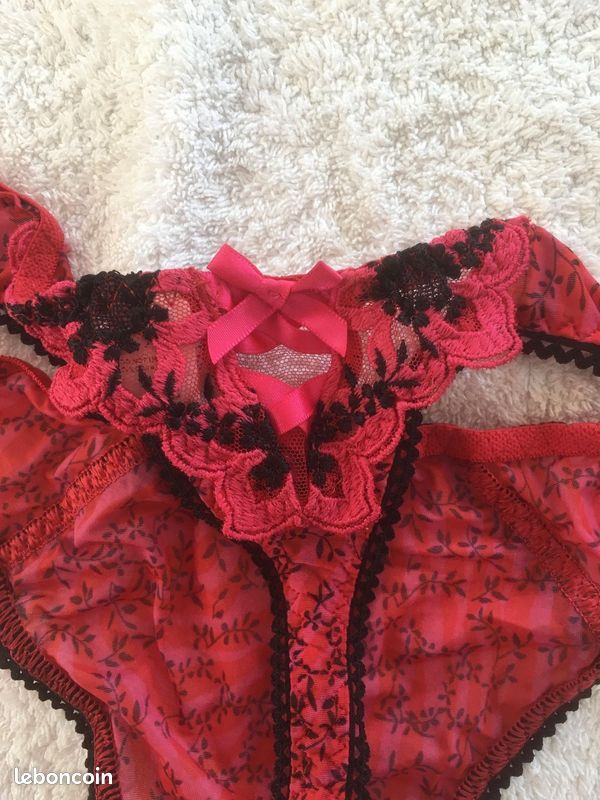 Ensemble soutien gorge 90B et string T40 Aubade rose et rouge (image 3)