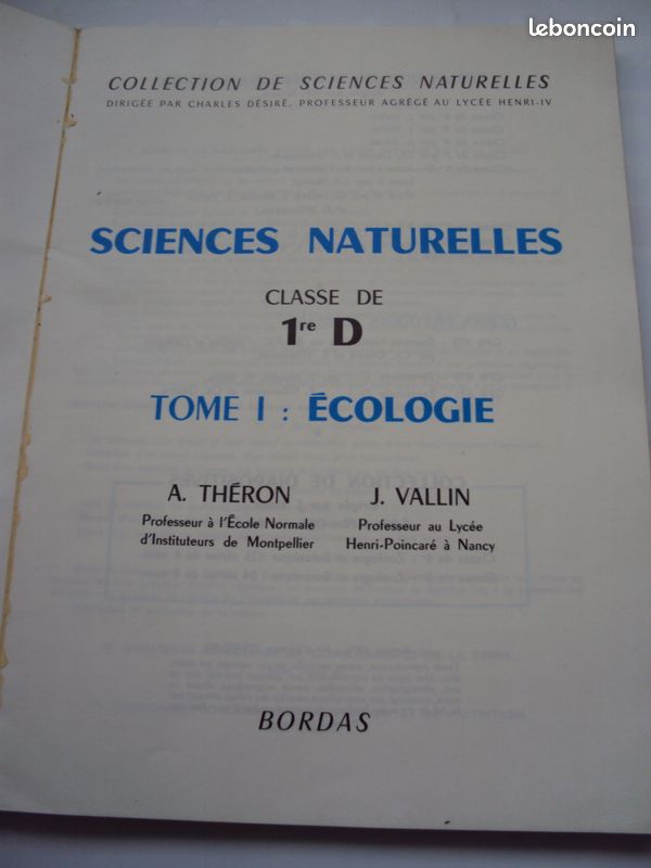 Sciences naturelles classe de 1re D (image 2)