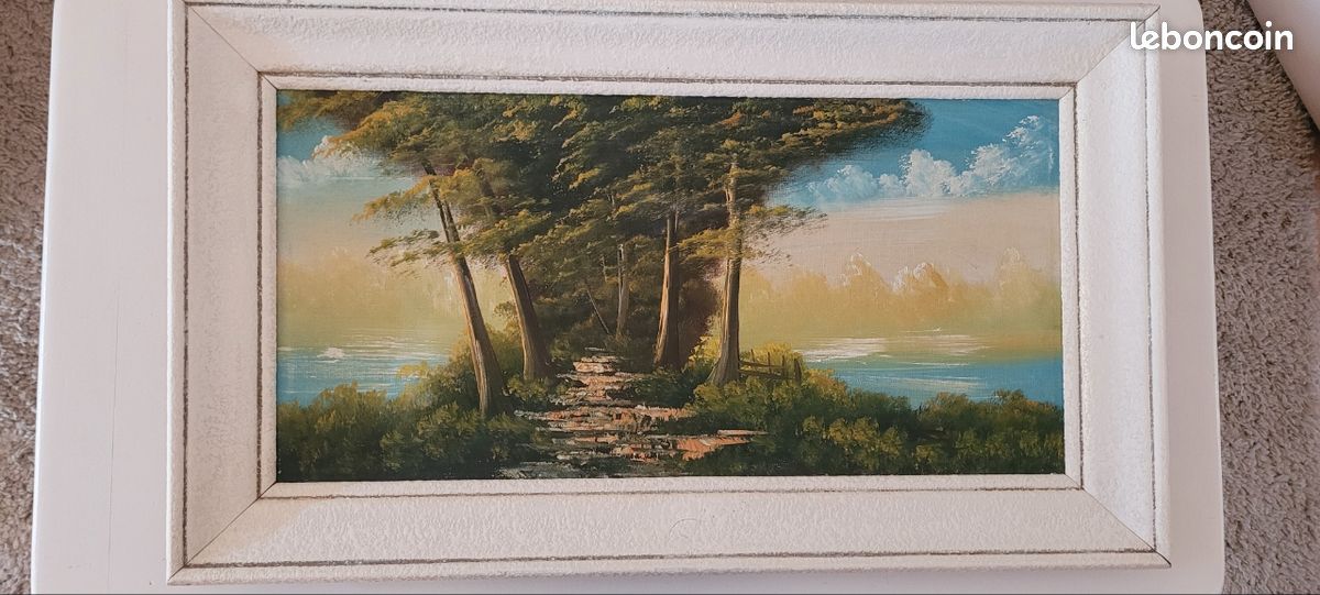 Tableau toile ancienne peinture à l'huile (image 6)