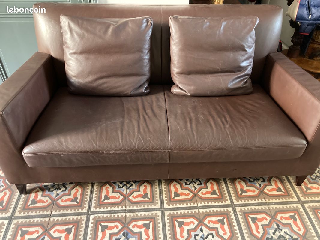 Canapé cuir marron ligne roset (image 1)