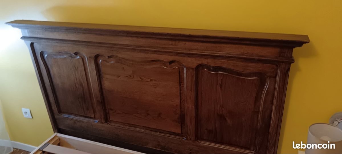 Vend ancien lit double en bois massif 140 x 190 (image 3)