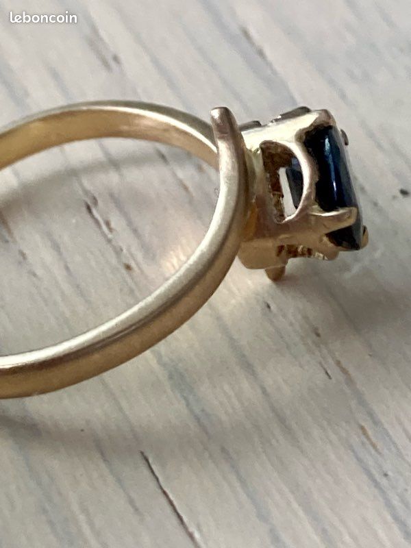 Bague solitaire Or 18K (750) & saphir bleu nuit — Élégante & Poinçonnée (image 9)