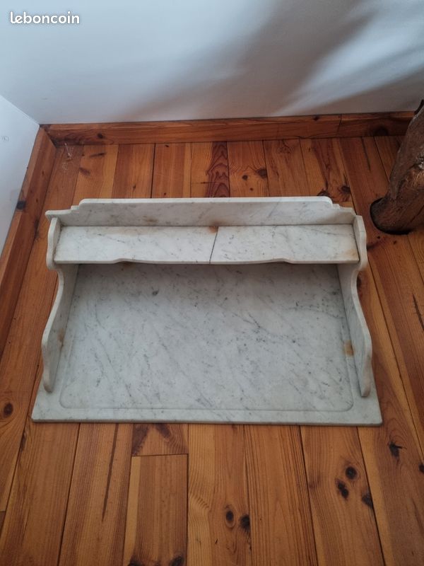 Dessus de table de toilette en marbre blanc vintage (image 1)