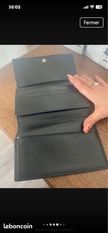 Porte feuille porte monnaie séquoia cuir noir bon état (image 20)