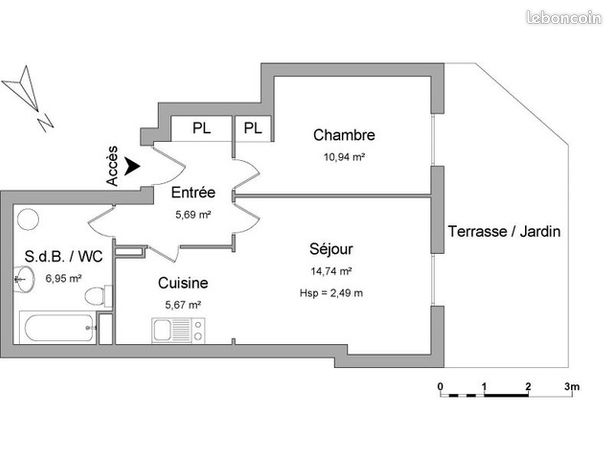 Appartement a louer le plessis-robinson - 2 pièce(s) - 44 m2 - Surfyn