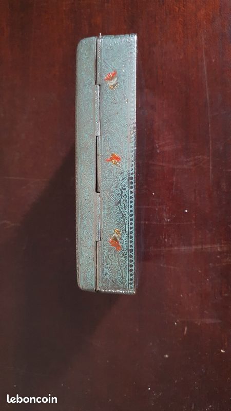 Boite indienne emaillée argente ciselé coffret india artisanat fait main ethnique ancien (image 7)