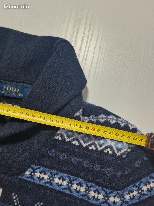 Pull en laine Ralph Lauren col châle motifs nordiques taille L homme (image 12)