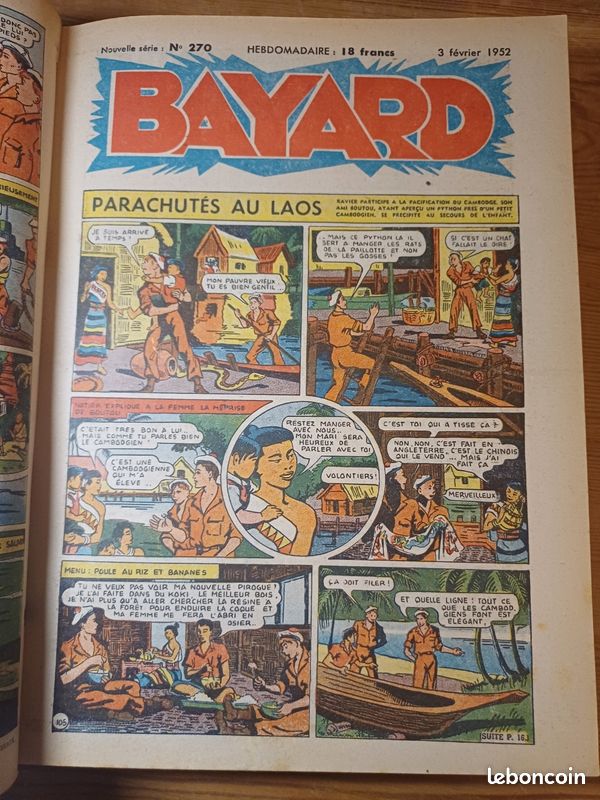 Lot année 1952 hebdomadaire pour la jeunesse Bayard Album relié 52 n° 266-317 (image 5)