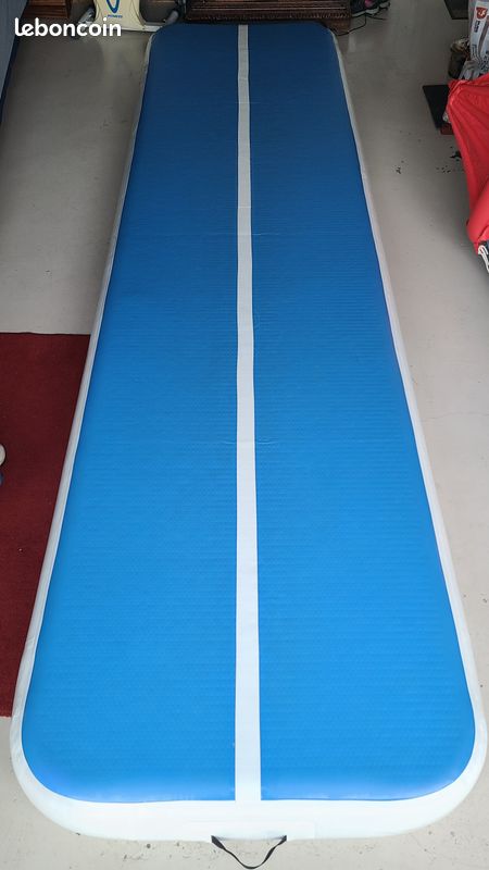 Tapis GEPCO 3M Air Track Gonflable - Gymnastique Tumbling - Blanc/Bleu - 300x100x10cm