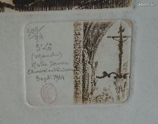 ST LÔ CHAIRE EXTERIEURE EGLISE NOTRE DAME 1944 gravure de Mme MULOT (image 4)