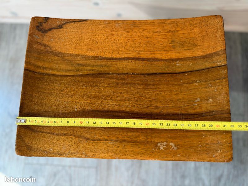 Tabouret vintage éléphant Teck 1950s déco africain (image 13)