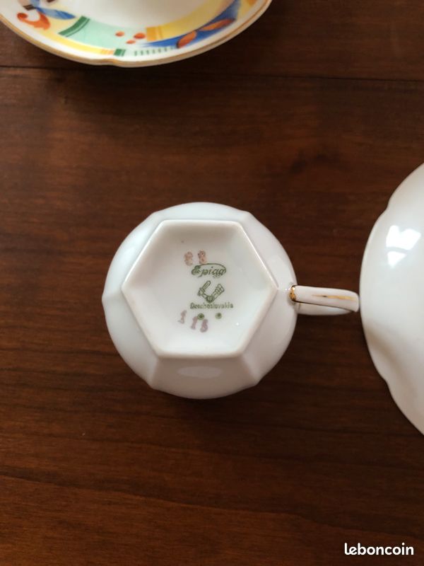 Tasses et soucoupes Art Déco Porcelaine Epag Tchécoslovaqui (image 5)