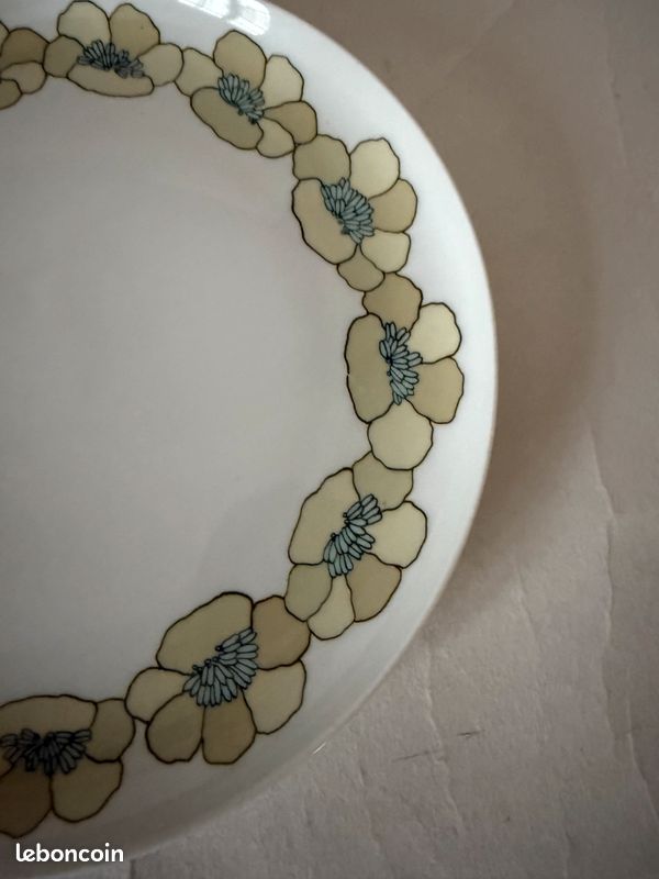 Assiette blanche plate vintage en porcelaine décor floral (image 3)