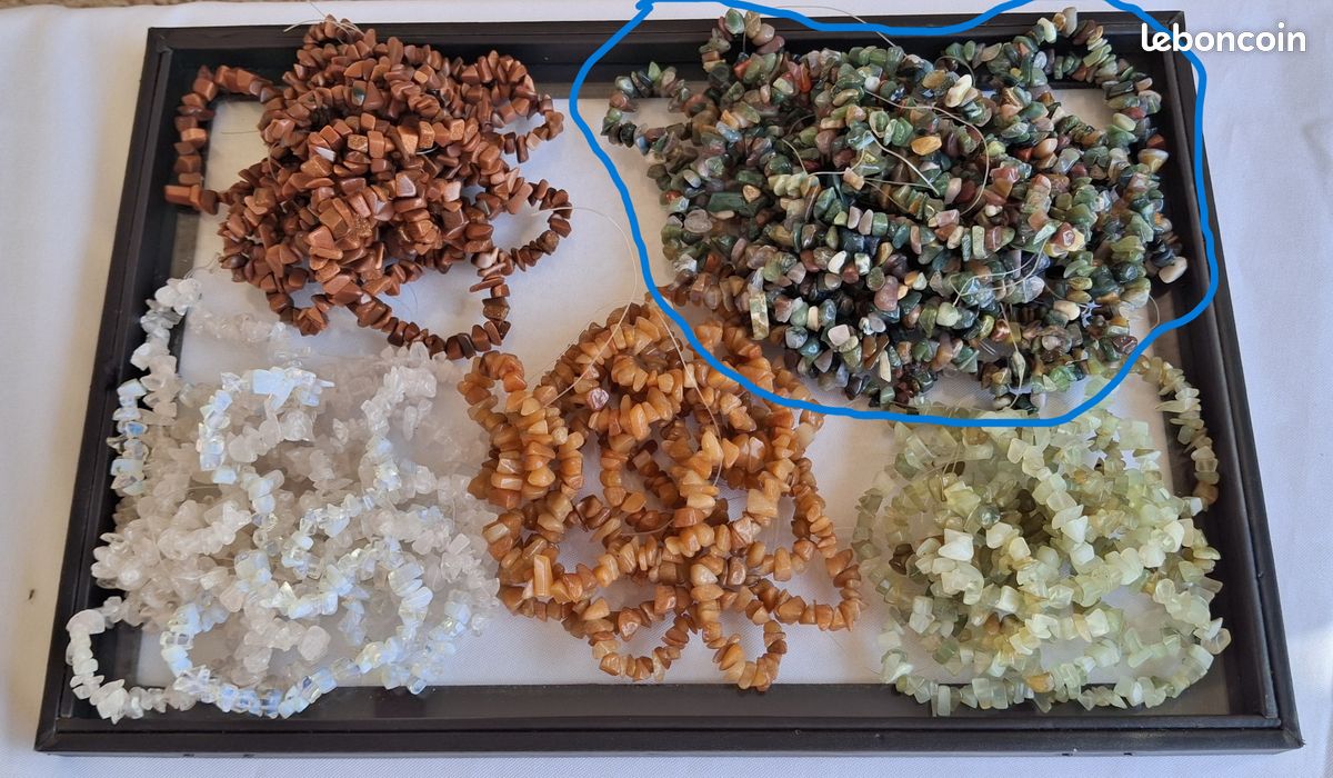 Lot de 6 fils de perles chips en agate mousse naturelle (387g) (image 2)