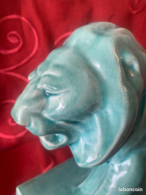 Très beau Lion en céramique bleu céladon (image 7)