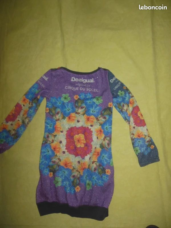Robe Desigual Fille 6 Ans - Multicolore évasée - Taille 5/6 Ans - Longueur 58 Cm
