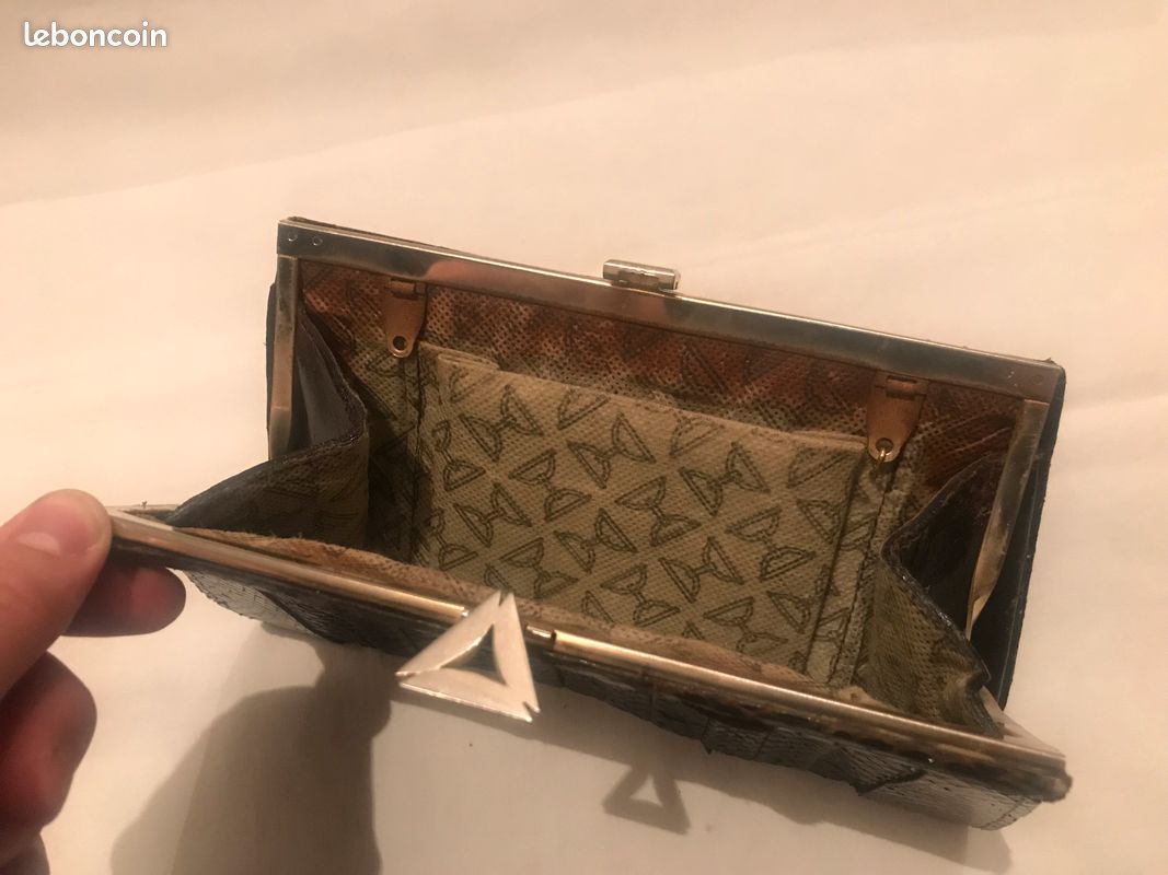 Pochette vintage en reptile marron (image 3)