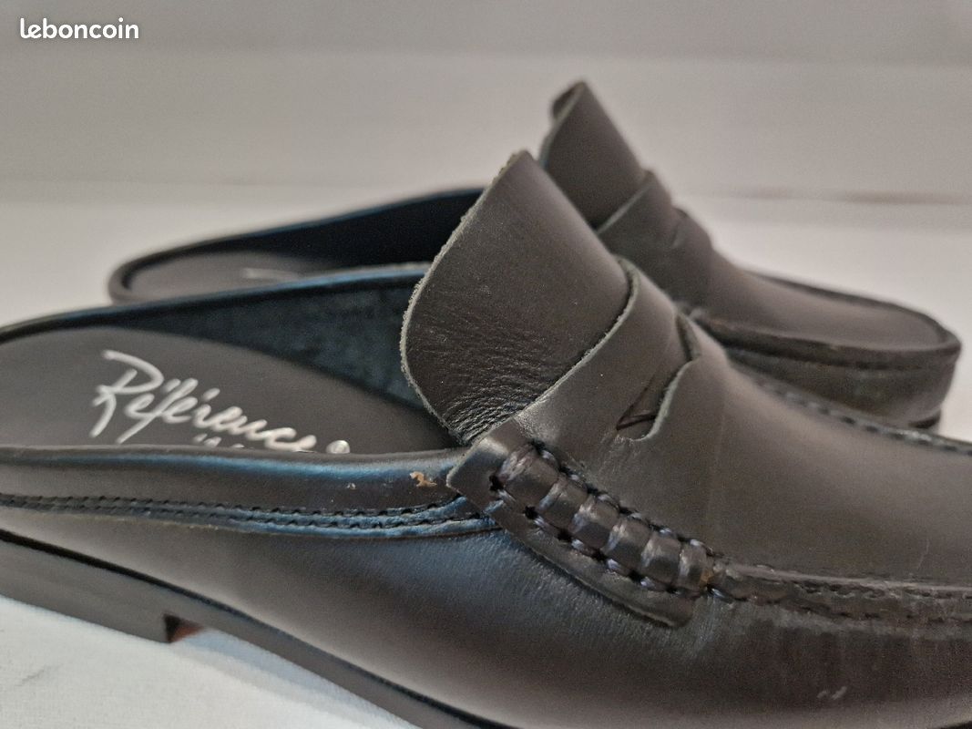 Mules style mocassin en Cuir noir (image 6)