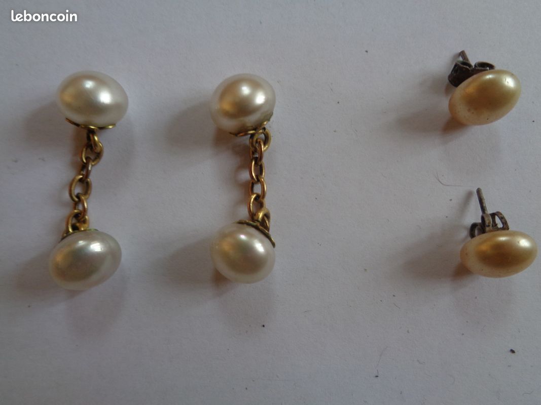 BIJOUX ancien avec perles, boucle oreilles, boutons de manchette (image 1)