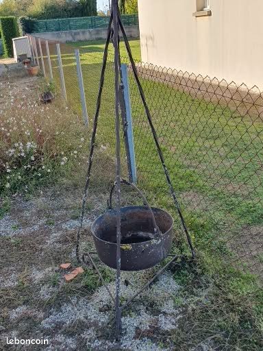 Chaudron En Fonte Avec Tripode - Marmite Ancienne Pour Gaz - 35cm