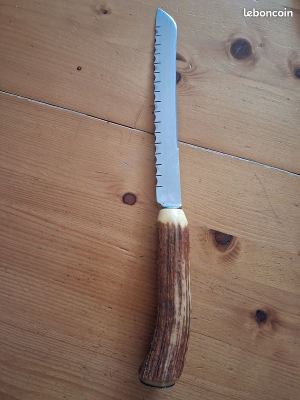COUVERTS A SALADE PHILIPPE CAPELLE MANCHE BOIS CERF DE CERF INOX