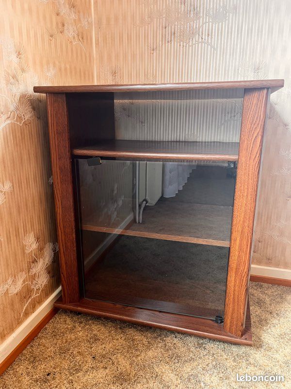 Meuble TV / meuble d’appoint en bois avec vitre (image 1)