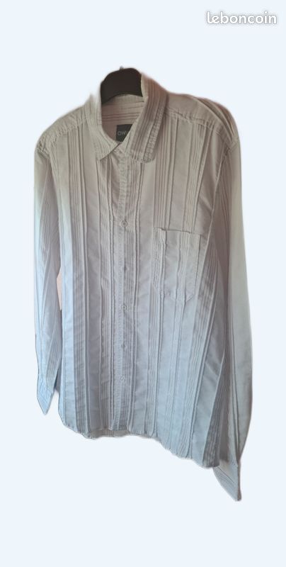Chemise manches longues blanche et bandes dorée (image 1)