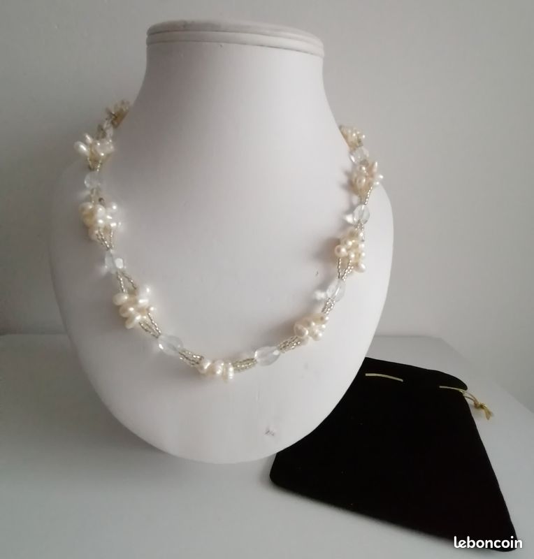 Collier perles fantaisie écru (image 1)