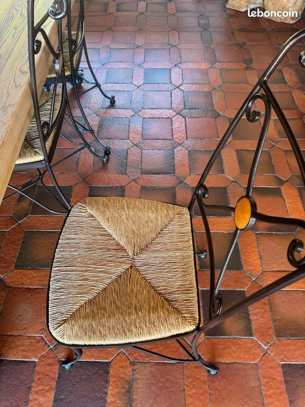 Chaise fer forgé et paille neuve (image 5)