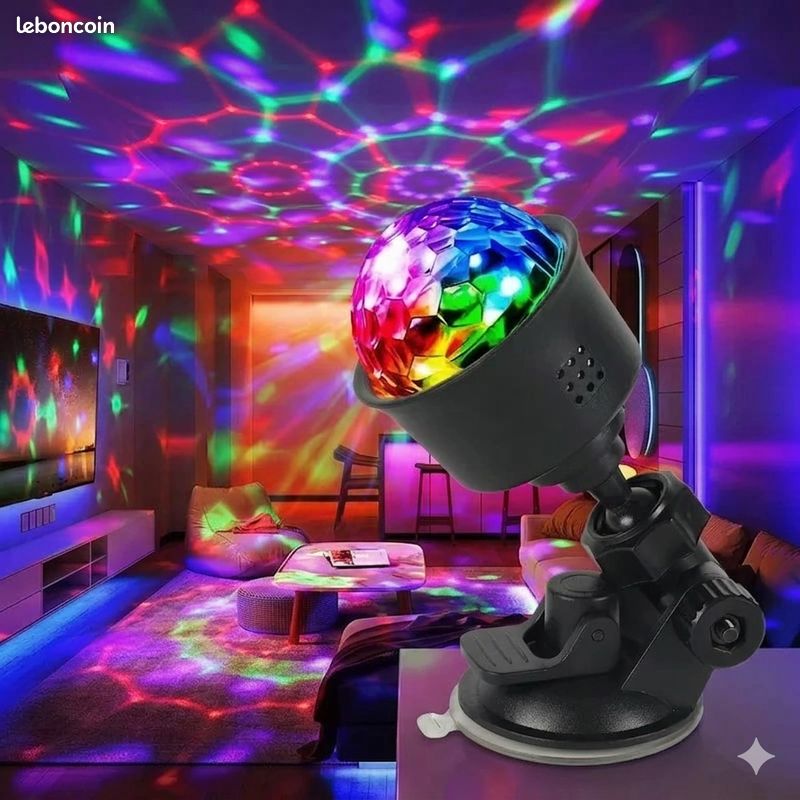 Lampe de Scène 3 en 1 avec Télécommande, Boule Disco avec Stroboscope