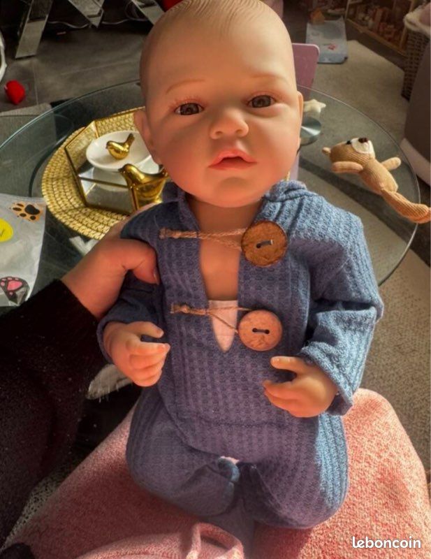 Poupée Reborn Garçon Bébé Yeux Bleus Réaliste Nouveau-né Baby