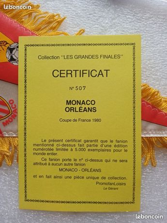 Fanion De Foot AS Monaco / USO Orléans - Finale Coupe De France 1980