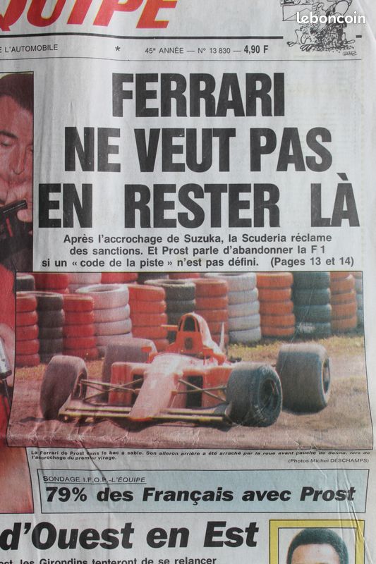 L'Equipe du 23/10/1990 - Ferrari - Alain Prost - Ayrton Senna - Les 50 ans de Pelé (image 3)