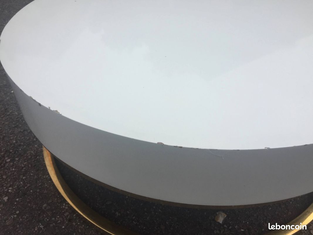 Table basse ronde blanche (style laquée) avec grand tiroir (image 8)
