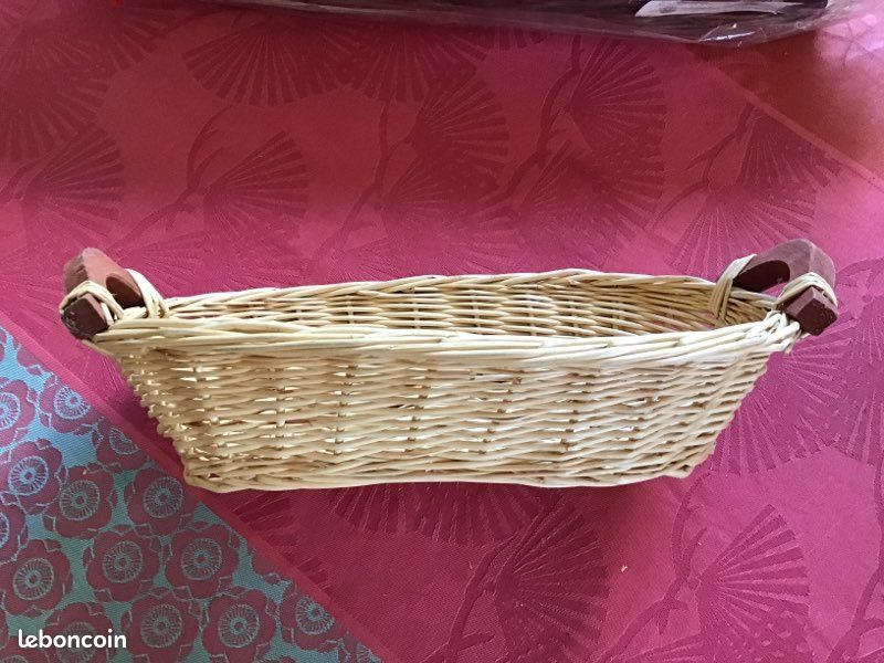 Panier en osier au choix 41 cm avec tissu ou 28 cm avec bois (image 2)