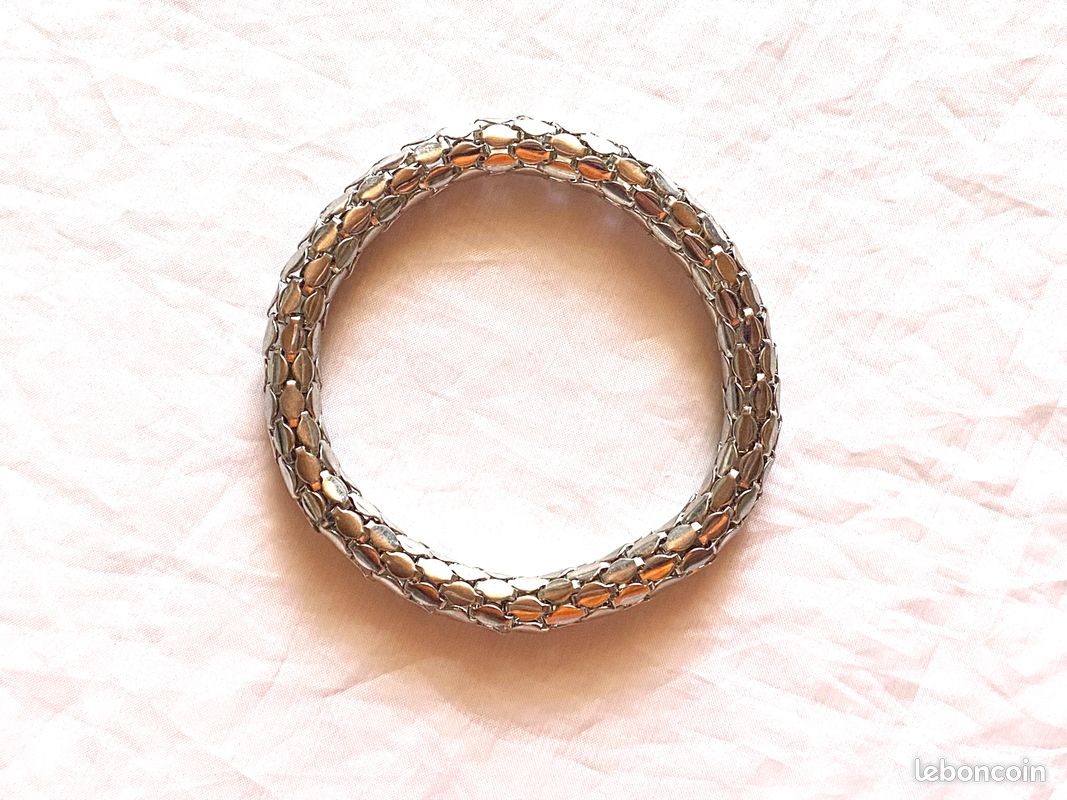 Bracelet Ancien Recouvert De Peau De Serpent — 9 Grammes, Très Bon état